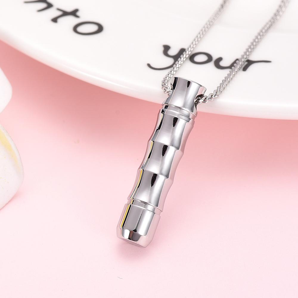 Cremation Necklace - Ribbed Cylinder Tube Cremation Urn Necklace