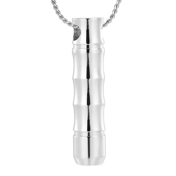 Cremation Necklace - Ribbed Cylinder Tube Cremation Urn Necklace