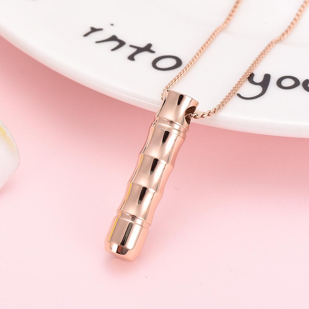 Cremation Necklace - Ribbed Cylinder Tube Cremation Urn Necklace