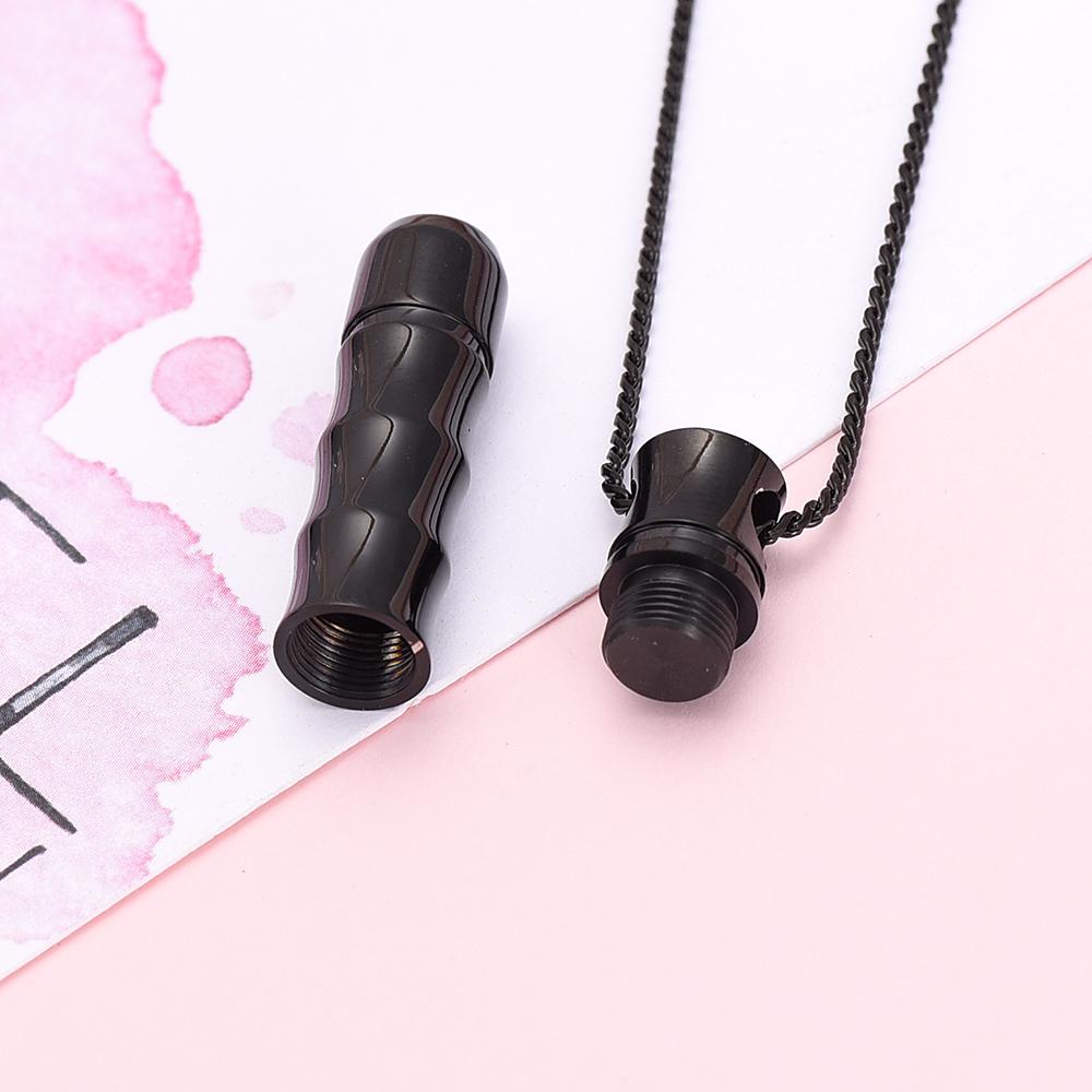 Cremation Necklace - Ribbed Cylinder Tube Cremation Urn Necklace