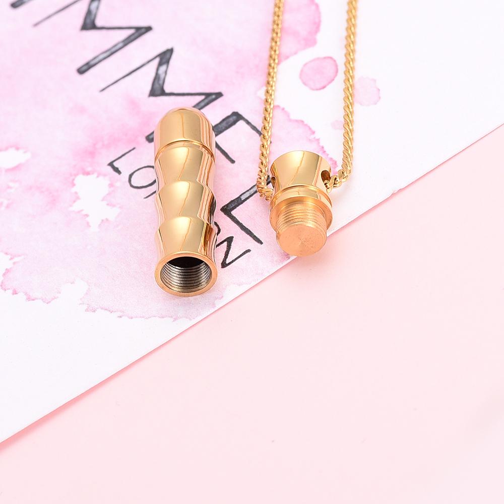 Cremation Necklace - Ribbed Cylinder Tube Cremation Urn Necklace