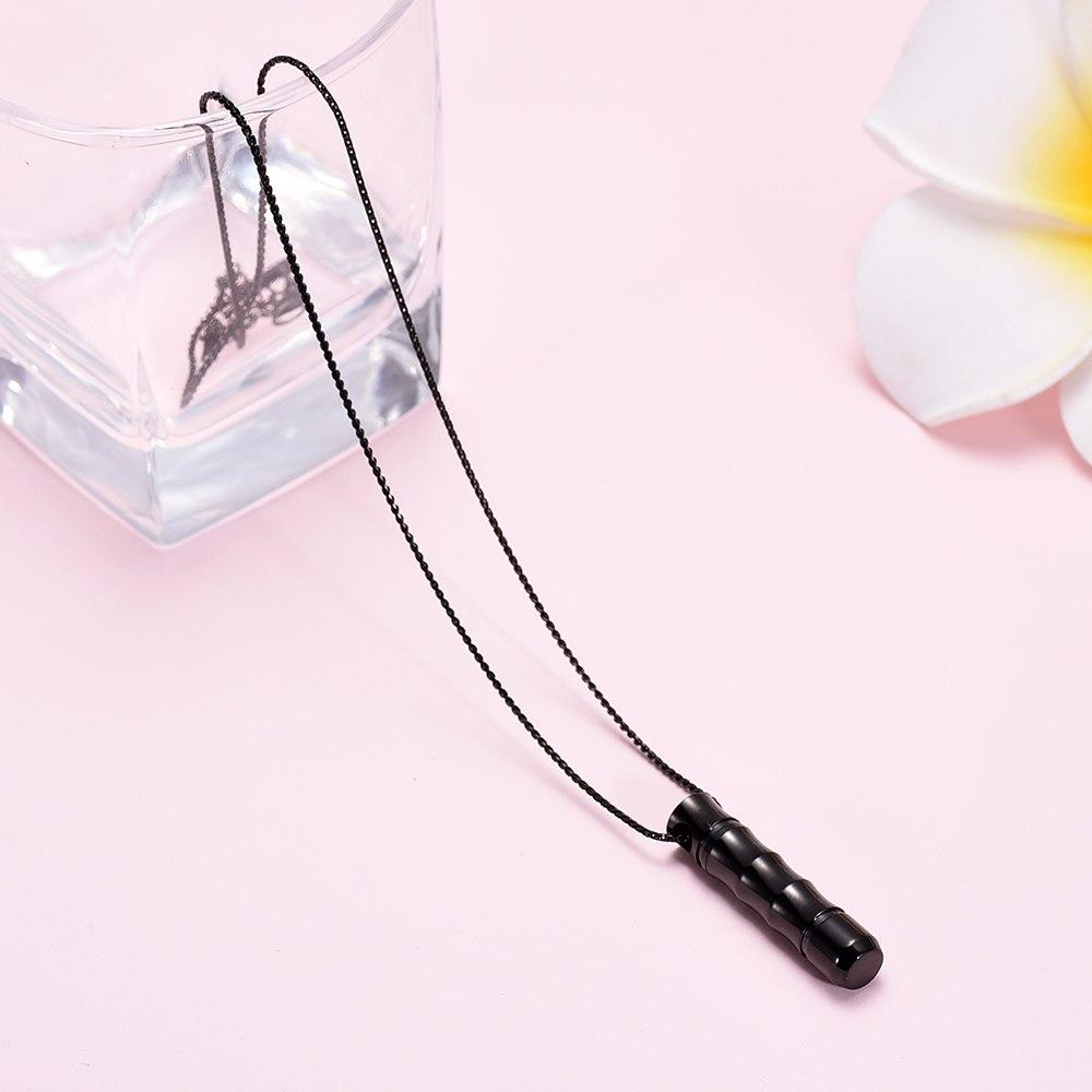 Cremation Necklace - Ribbed Cylinder Tube Cremation Urn Necklace