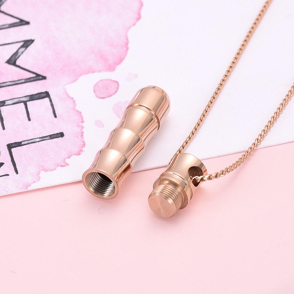 Cremation Necklace - Ribbed Cylinder Tube Cremation Urn Necklace