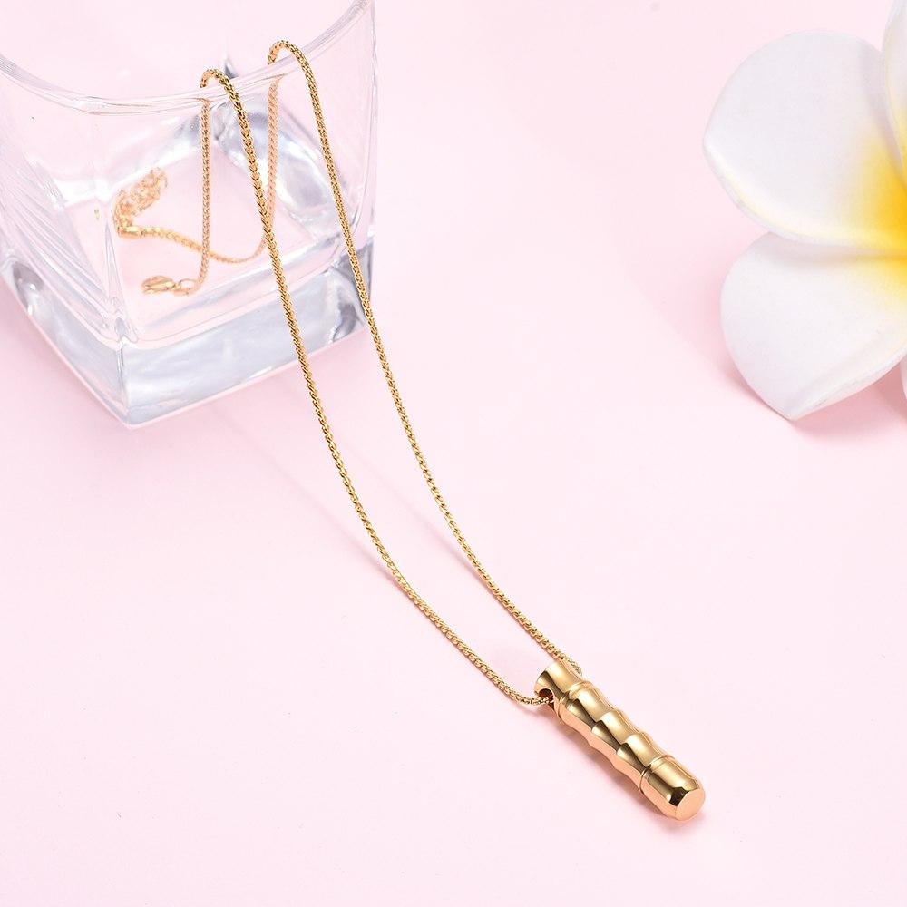 Cremation Necklace - Ribbed Cylinder Tube Cremation Urn Necklace