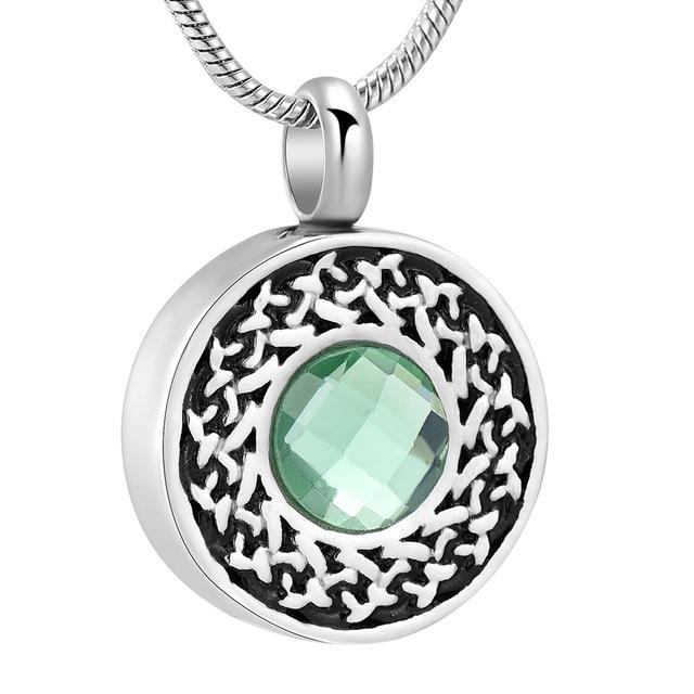 Cremation Necklace - Round Pendant Cremation Urn Necklace