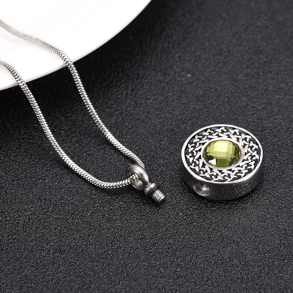 Cremation Necklace - Round Pendant Cremation Urn Necklace
