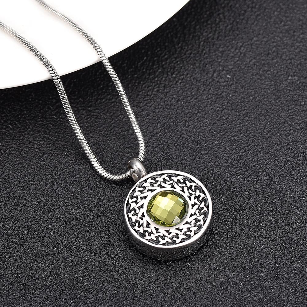 Cremation Necklace - Round Pendant Cremation Urn Necklace