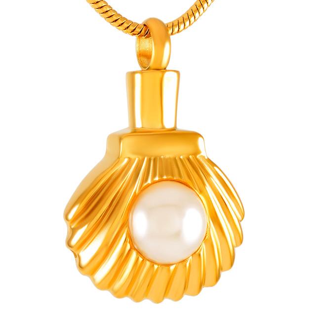 Cremation Necklace - Seashell & Pearl Cremation Urn Necklace