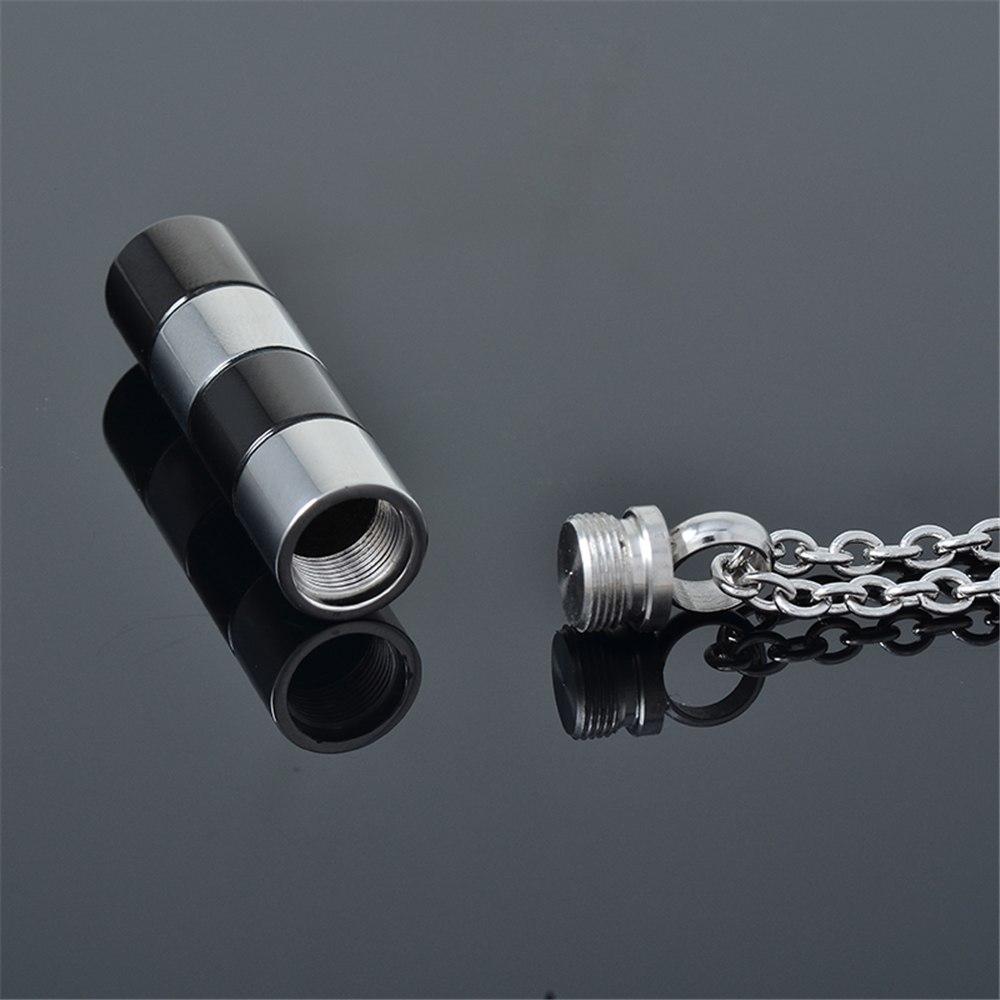 Cremation Necklace - Silver & Black Cylinder Cremation Urn Necklace