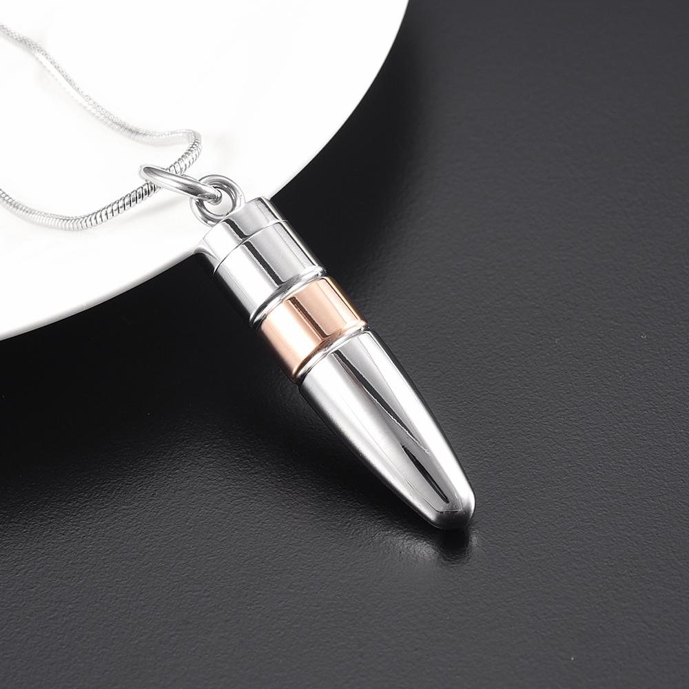 Cremation Necklace - Silver Bullet Shaped Cremation Urn