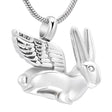 Cremation Necklace - Silver Bunny Angel Cremation Urn Necklace