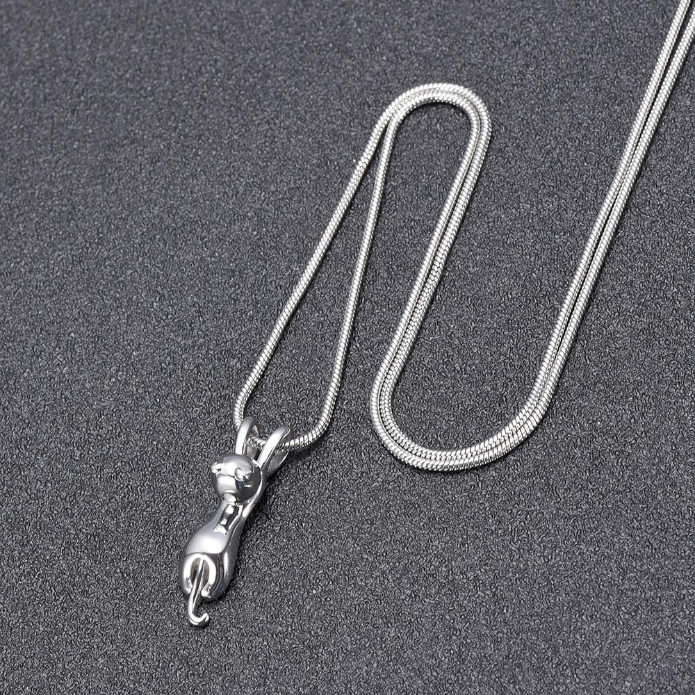 Cremation Necklace - Silver Cat Cremation Urn Necklace