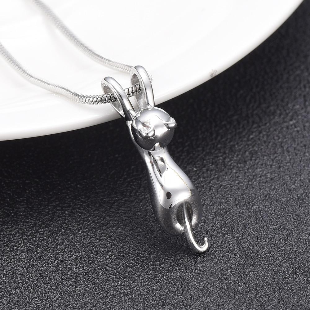 Cremation Necklace - Silver Cat Cremation Urn Necklace