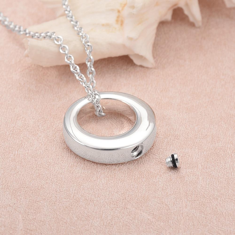 Cremation Necklace - Silver Circle Cremation Urn Necklace