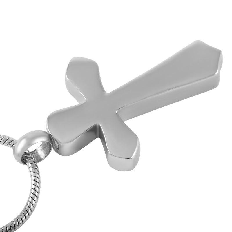 Cremation Necklace - Silver Cross Cremation Urn Necklace