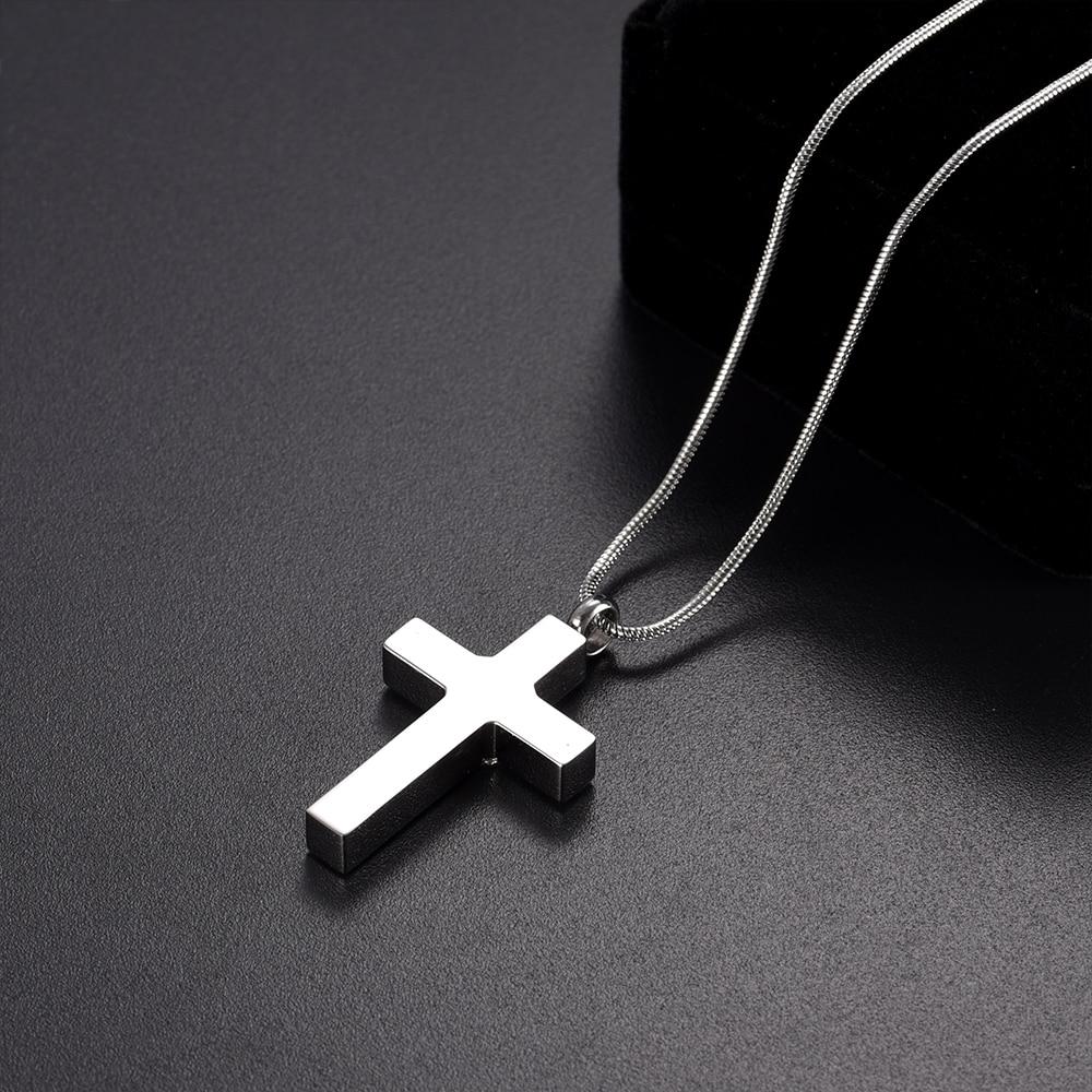 Cremation Necklace - Silver Cross With Heart Cremation Urn Necklace