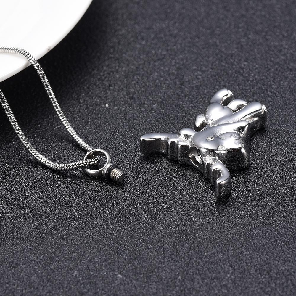 Cremation Necklace - Silver Cute Moose Cremation Urn Necklace