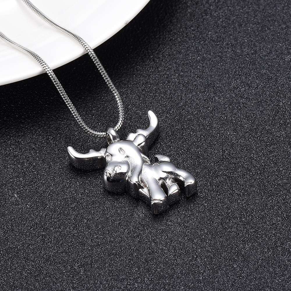 Cremation Necklace - Silver Cute Moose Cremation Urn Necklace