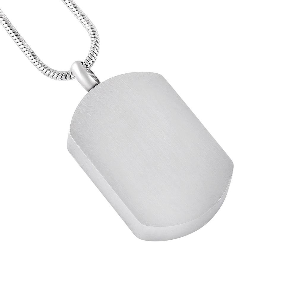 Cremation Necklace - Silver Dog Tag With Classic Cross Of Gold & Rhinestones Cremation Urn Necklace