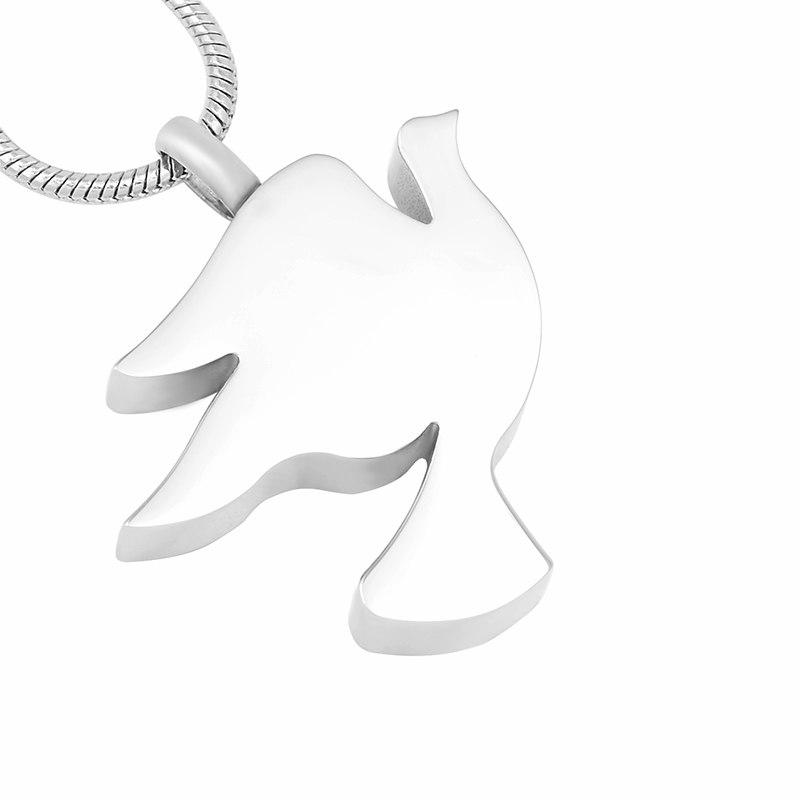 Cremation Necklace - Silver Dove Cremation Urn Necklace Etched "Dad"