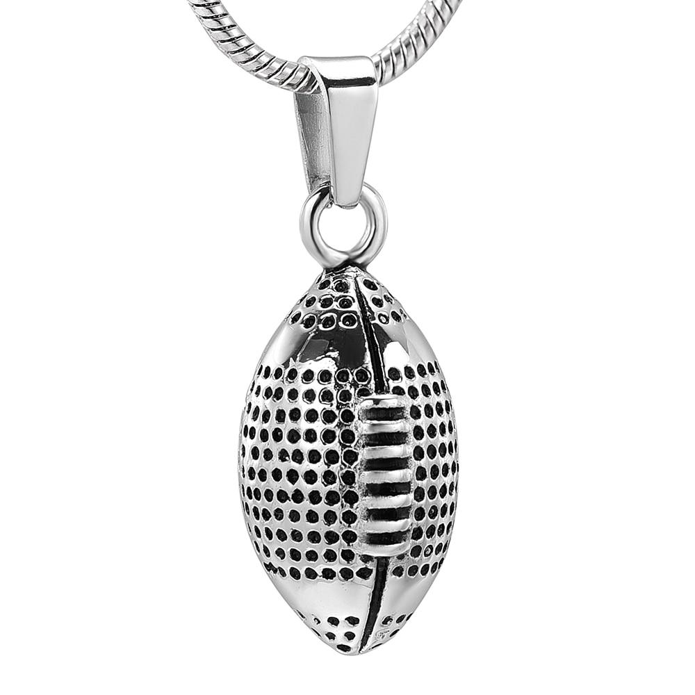Cremation Necklace - Silver Football Cremation Urn Necklace