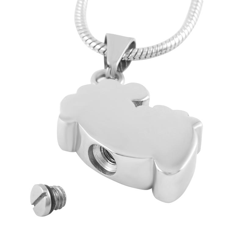 Cremation Necklace - Silver Footprints Cremation Urn Necklace