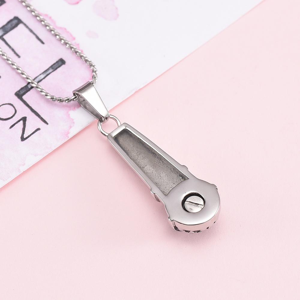 Cremation Necklace - Silver Microphone Cremation Urn Necklace