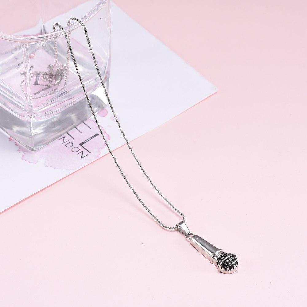 Cremation Necklace - Silver Microphone Cremation Urn Necklace