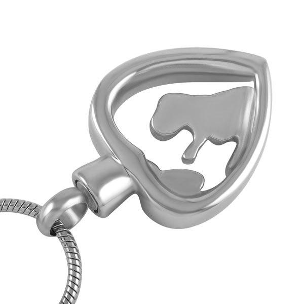 Cremation Necklace - Silver Mother And Child Cremation Urn Necklace With Rhinestone Heart