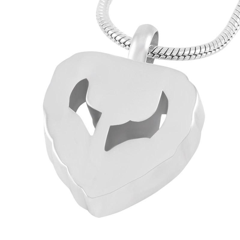 Cremation Necklace - Silver Rhinestone Heart & Rose Flower Cremation Urn Necklace