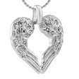 Cremation Necklace - Silver & Rhinestone Heart Shaped Angel Wings Cremation Urn Necklace