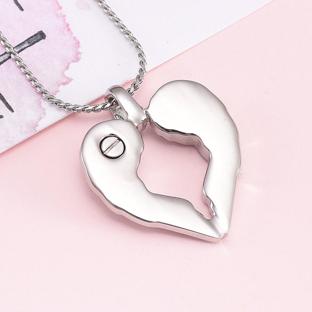 Cremation Necklace - Silver & Rhinestone Heart Shaped Angel Wings Cremation Urn Necklace