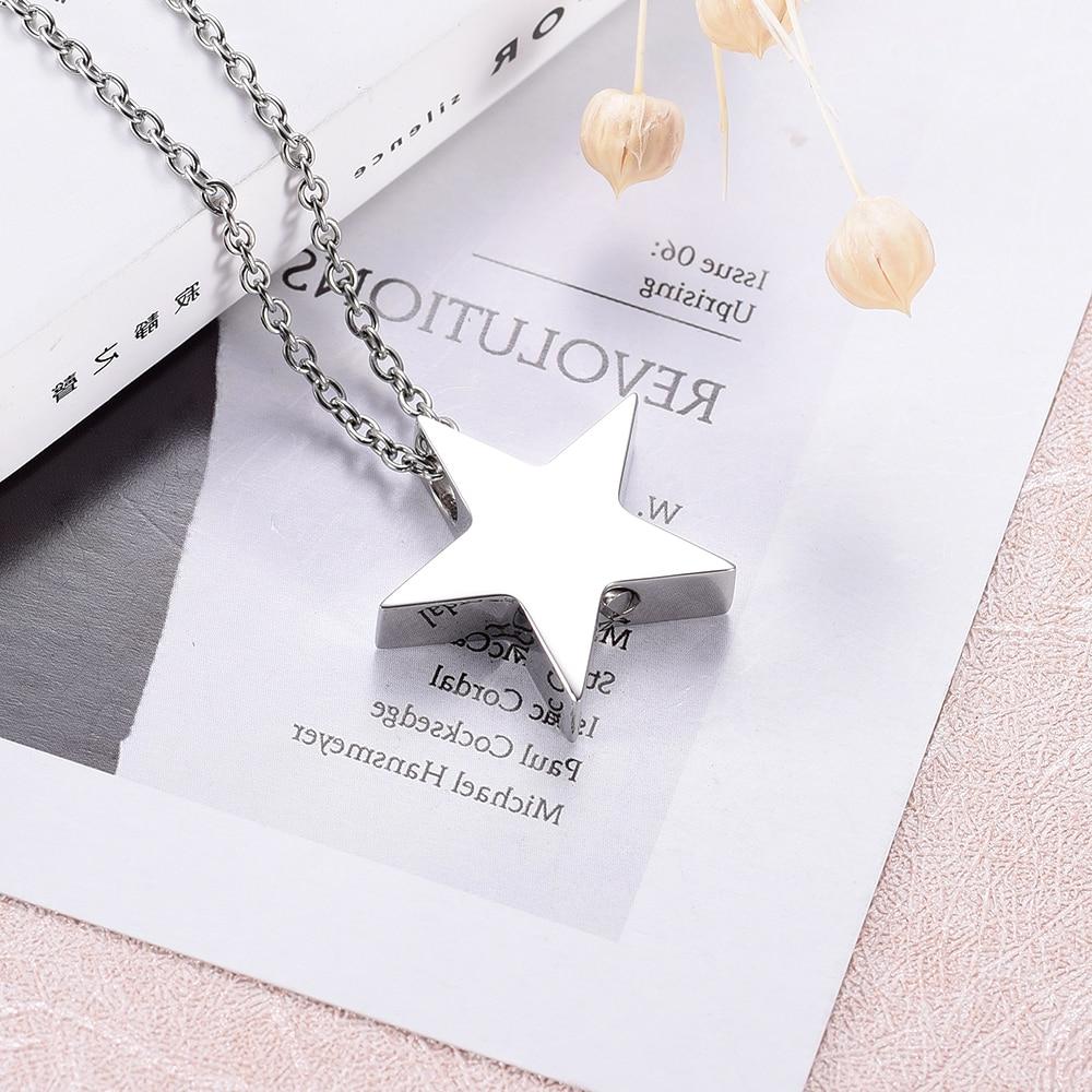 Cremation Necklace - Silver Shining Star Shaped Cremation Urn Necklace