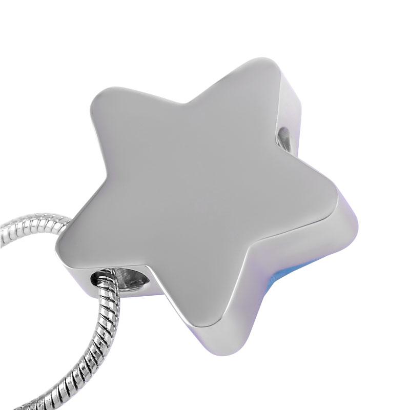 Cremation Necklace - Silver Star With Turquoise Cremation Urn Necklace