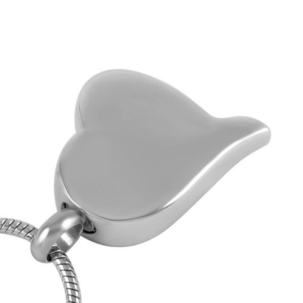 Cremation Necklace - Silver & White Heart Shaped Cremation Urn Necklace With Rhinestones