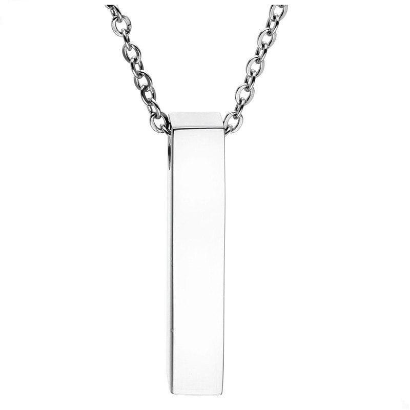 Cremation Necklace - Simple Silver Column Cremation Urn Pendant Necklace