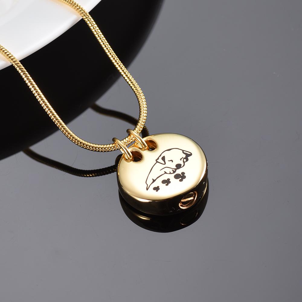 Cremation Necklace - Sleeping Dog Cremation Urn Necklace