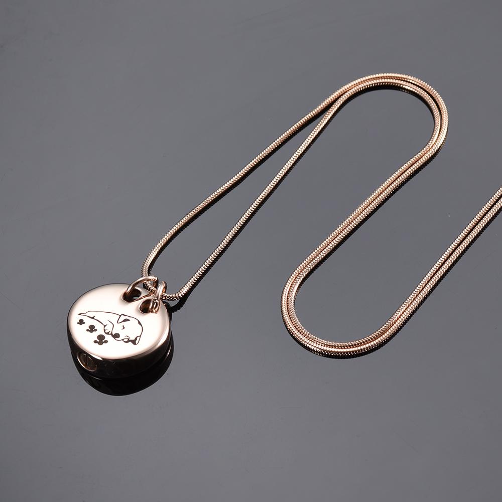 Cremation Necklace - Sleeping Dog Cremation Urn Necklace