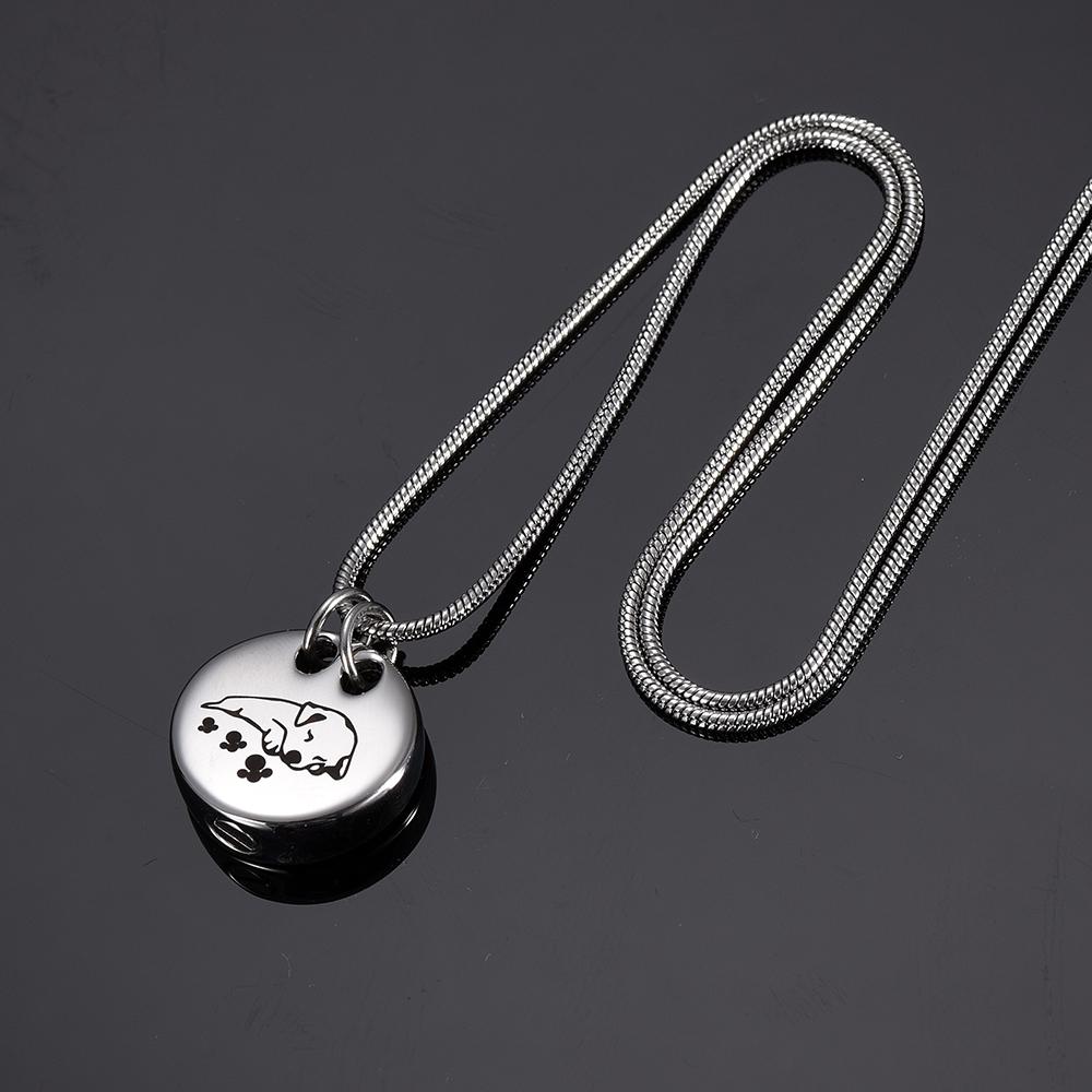 Cremation Necklace - Sleeping Dog Cremation Urn Necklace