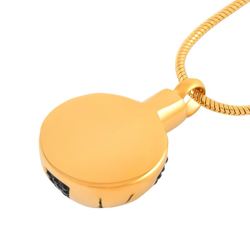 Cremation Necklace - Soccer Ball Style Cremation Urn Necklace With Black Rhinestones