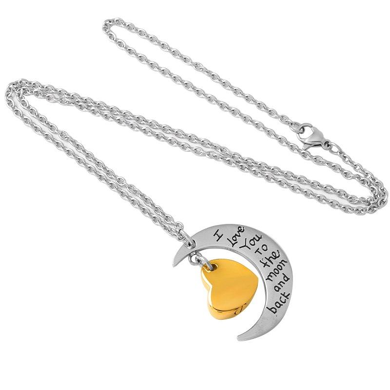 Cremation Necklace - Son/Daughter Crescent Moon & Heart Charm Cremation Urn Necklace