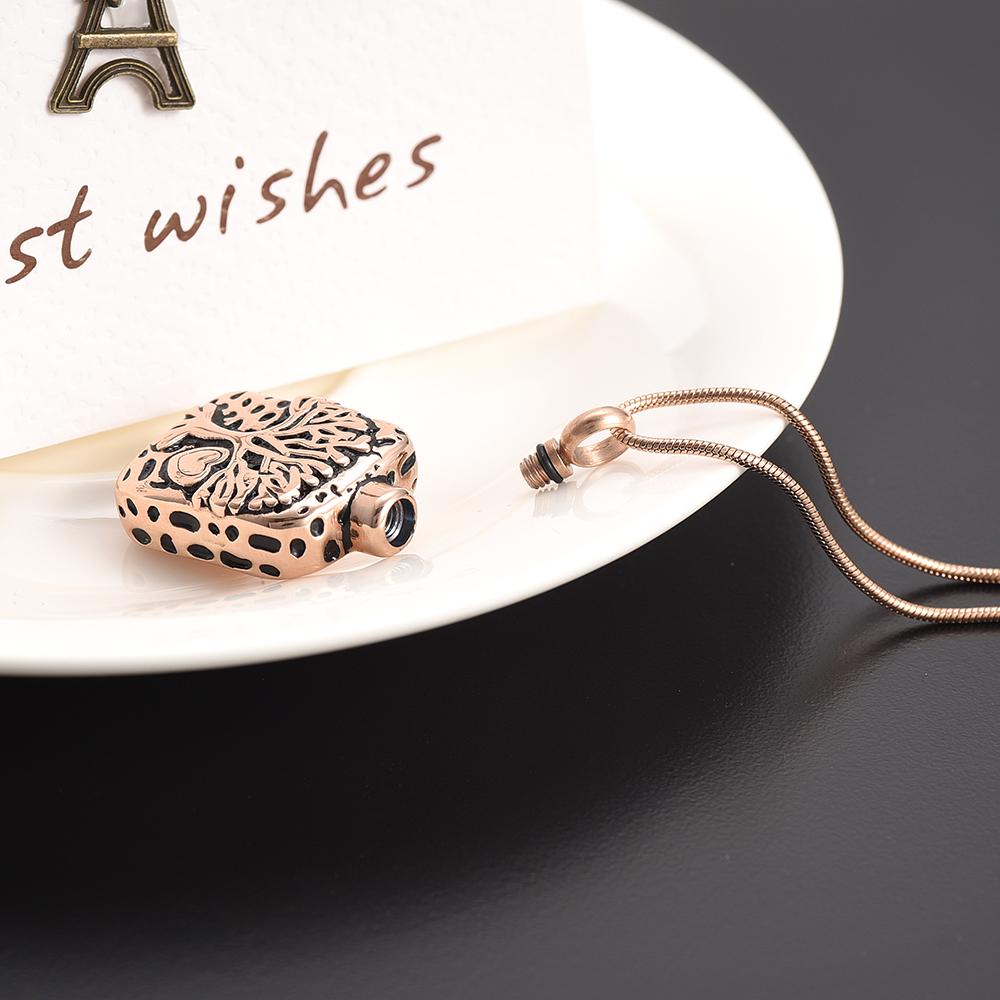 Cremation Necklace - Square Tree Of Life Cremation Urn Necklace