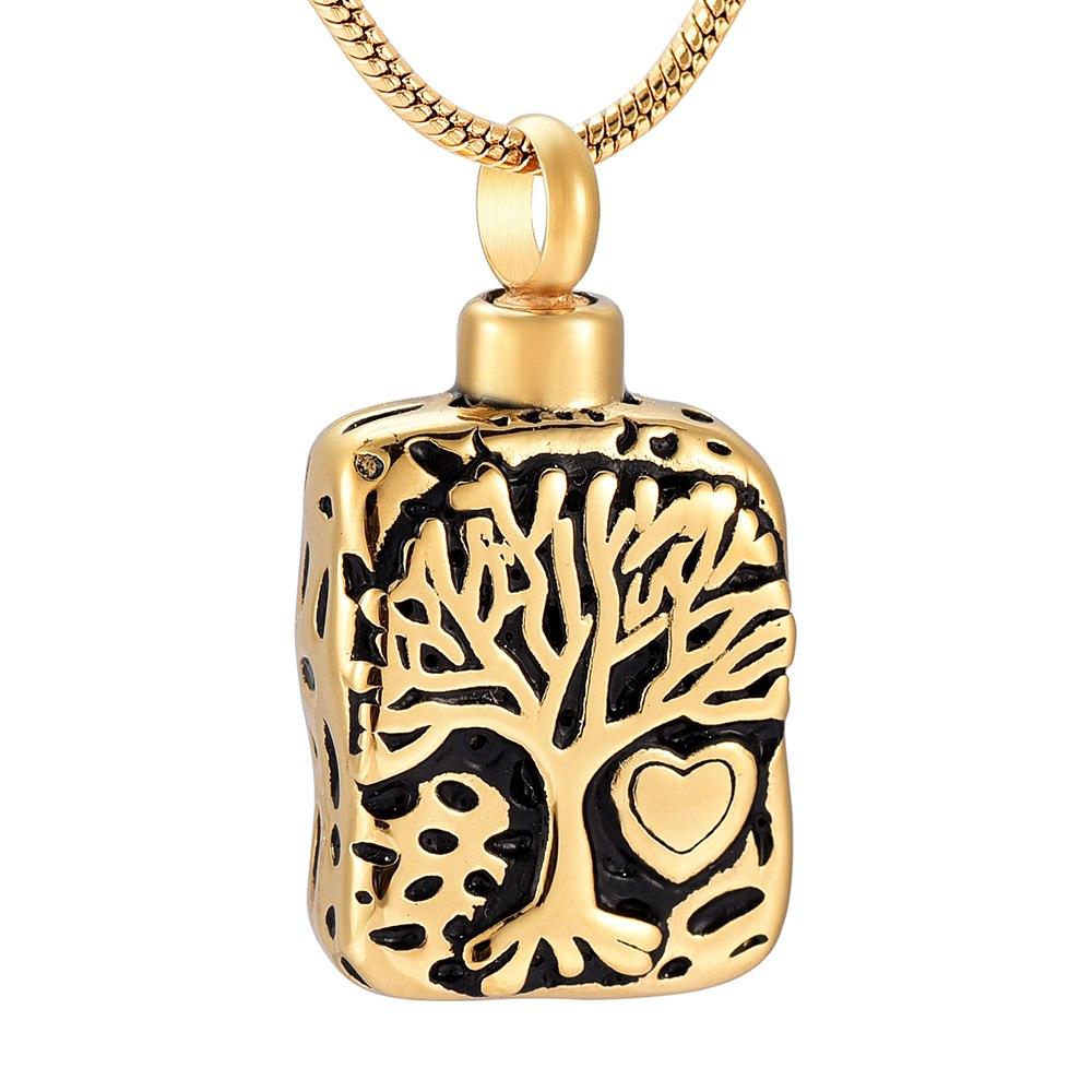 Cremation Necklace - Square Tree Of Life Cremation Urn Necklace