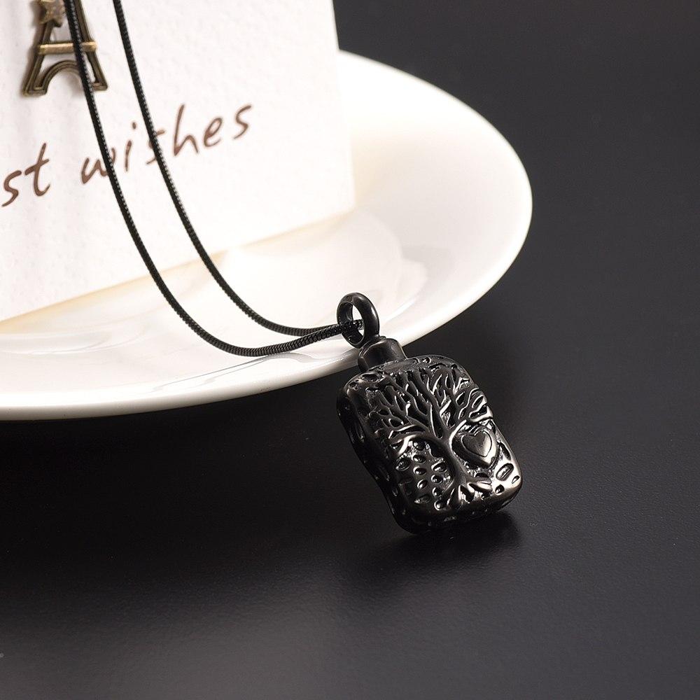 Cremation Necklace - Square Tree Of Life Cremation Urn Necklace