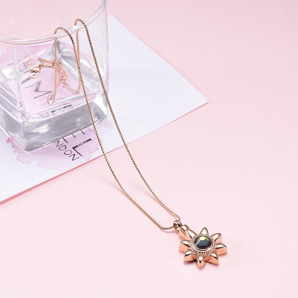 Cremation Necklace - Sun Star With Rhinestone Inlay Cremation Urn Necklace