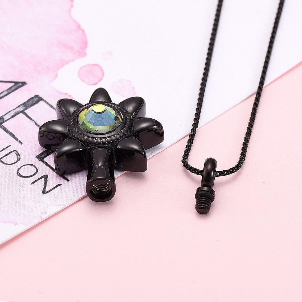 Cremation Necklace - Sun Star With Rhinestone Inlay Cremation Urn Necklace
