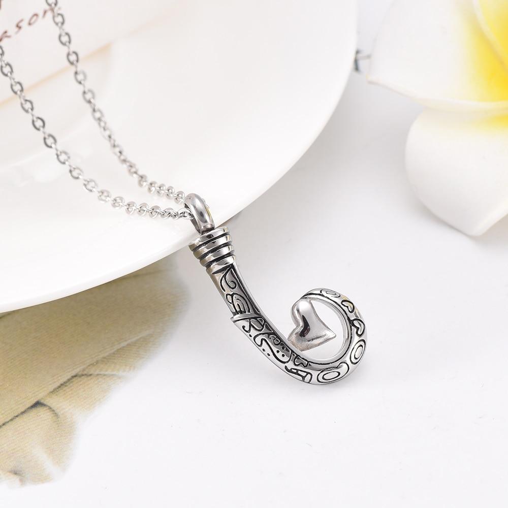 Cremation Necklace - Unique Silver Fish Hook Cremation Urn Necklace