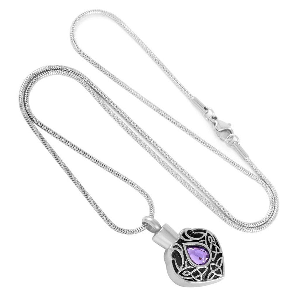 Cremation Necklace - Vintage Heart Shaped Cremation Urn Necklaces With Rhinestone Gemstone