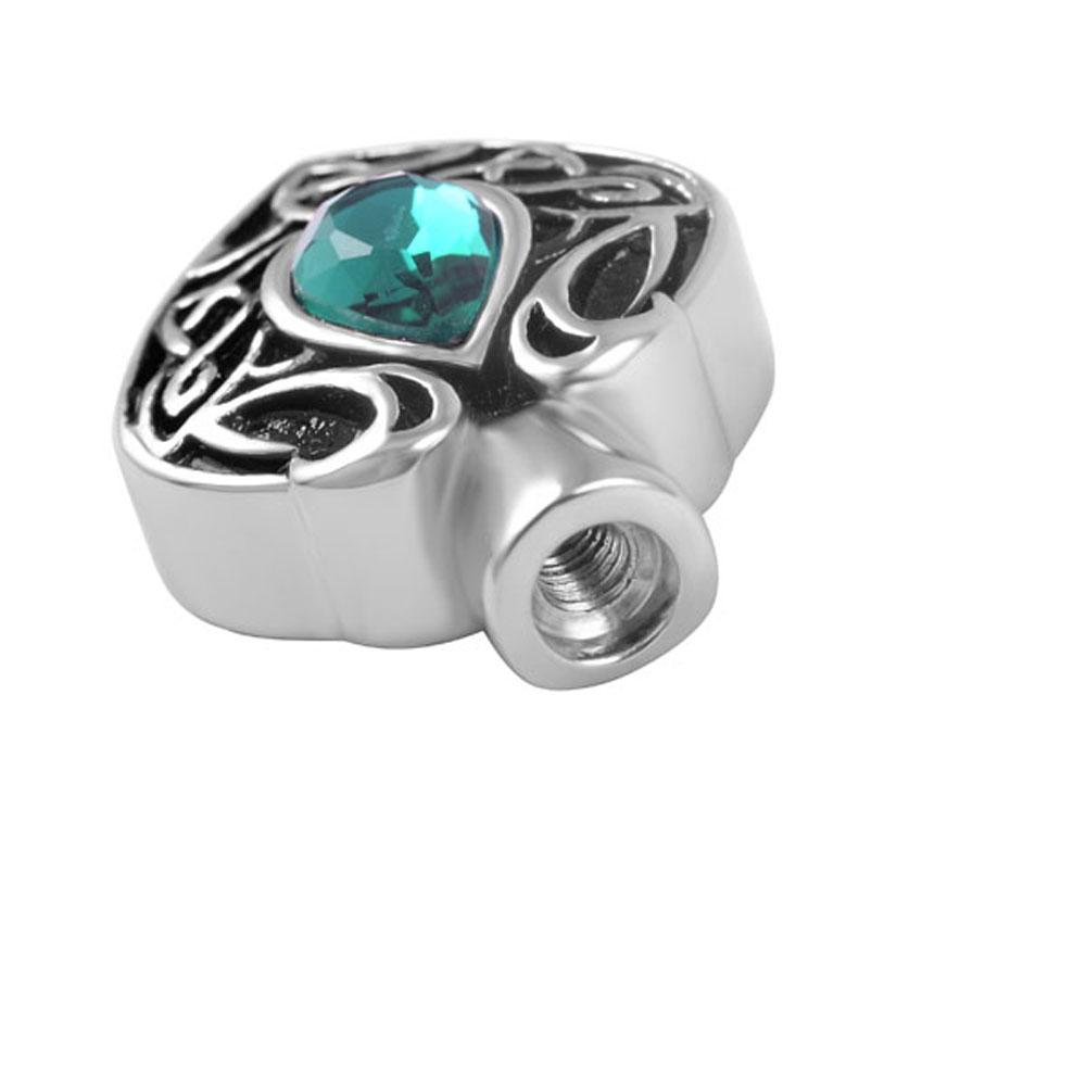 Cremation Necklace - Vintage Heart Shaped Cremation Urn Necklaces With Rhinestone Gemstone