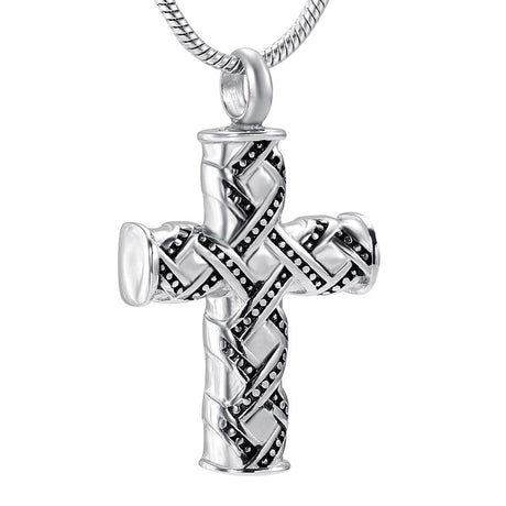 Cremation Necklace - Wrapped Cross Cremation Urn Necklace